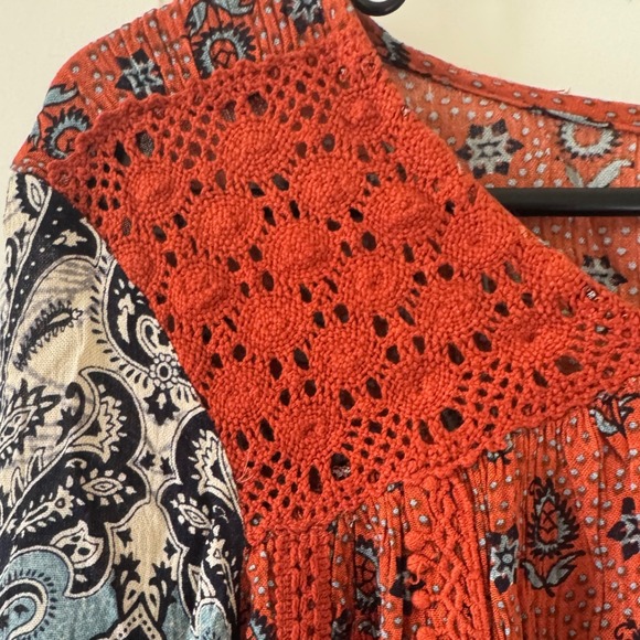 Anthropologie sz S Womens Patrons of Peace Crochet Tassle Flare Sleeve Top Boho - Picture 6 of 11